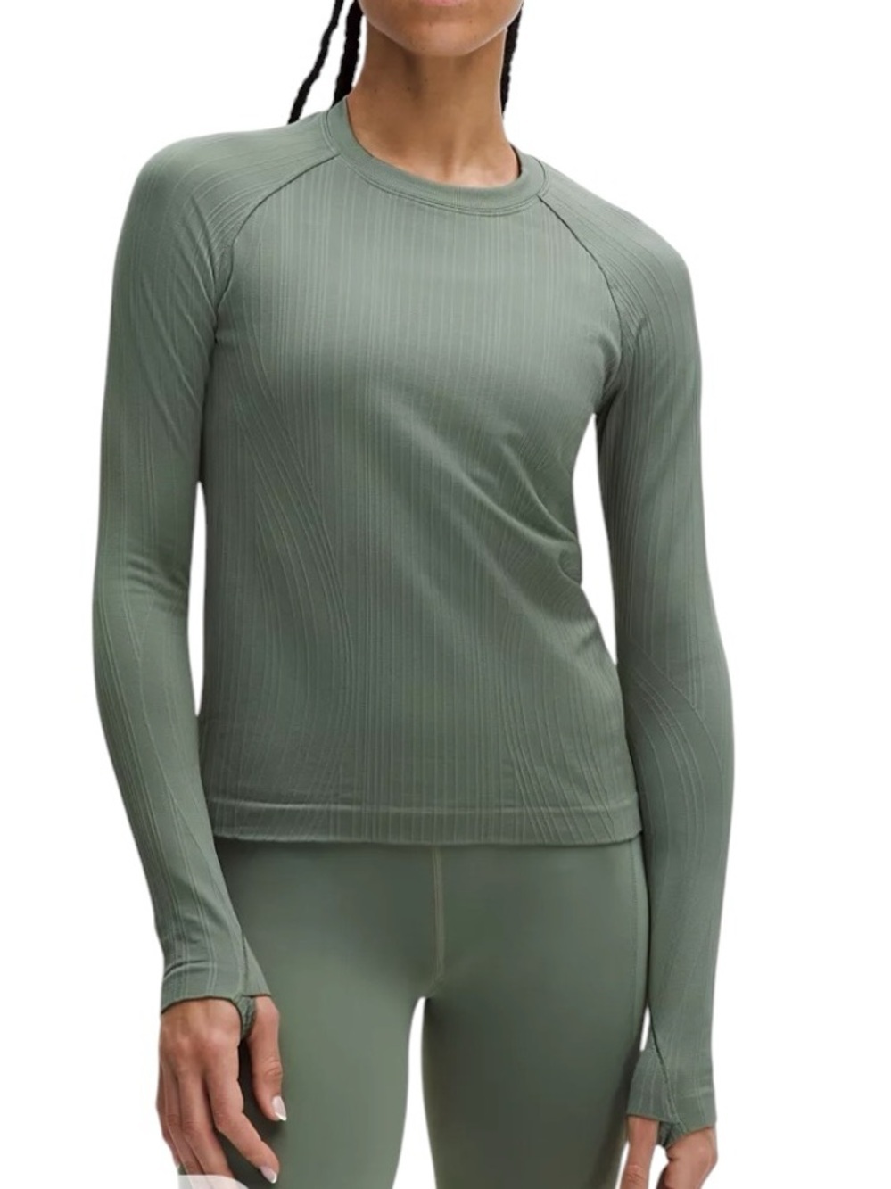 Lululemon Rest Less Pullover Green Sage Seamless Long Sleeve Thumbhole SZ 10 NWT